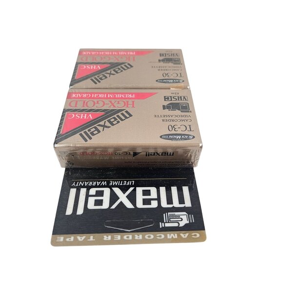 Maxell TC-30 HGX-Gold Premium High Grade Camcorder Videocassette 2-Pack New Seal - Picture 5 of 10